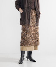 レオパードプリントレイヤードスカート