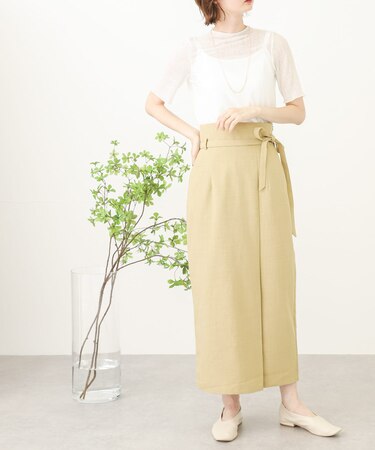 リネンライクハイウエストラップスカート