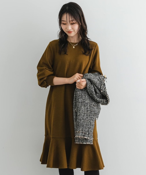 『40サイズ／高身長向けも展開』F by ROSSO　裾フレアワンピース