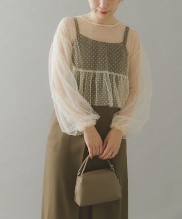 ドットチュールブラウスSETドレス
