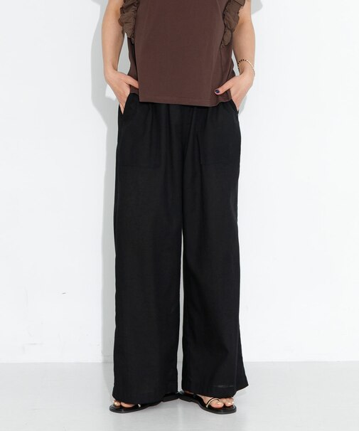 『UR TECH 高機能リネン』リネン混ベイカーイージーパンツ