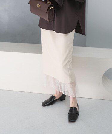 レースレイヤードミディスカート