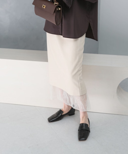 レースレイヤードミディスカート