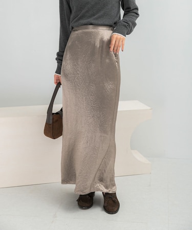 アセテートサテンストレートスカート