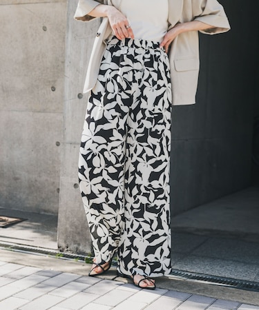 リーフプリントイージーパンツ