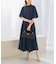 フレアスリーブステッチデザインワンピース