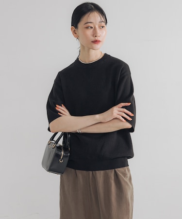 コットンカシミヤハーフスリーブニット
