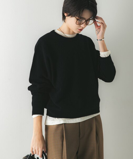ウール100 クルーネックソフトニット