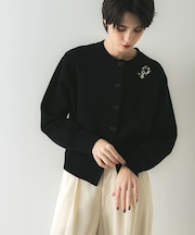 ウールカシミヤショルダーパッドカーディガン