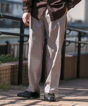 『XLサイズあり』ストレッチチノ1タックワイドスラックス