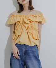 2WAYフリルノースリーブブラウス