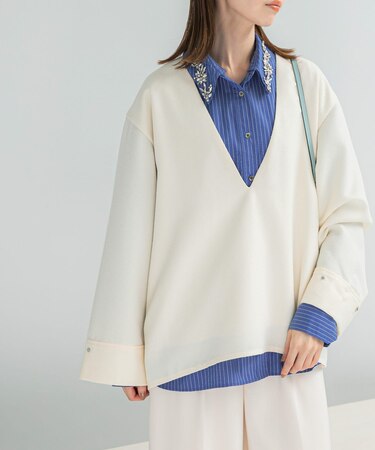 ツイード深Vネックプルオーバー