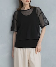 レイヤードメッシュカットソー