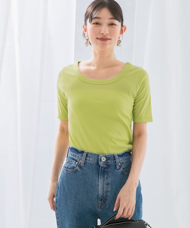 接触冷感強撚コットン2WAYカットソー