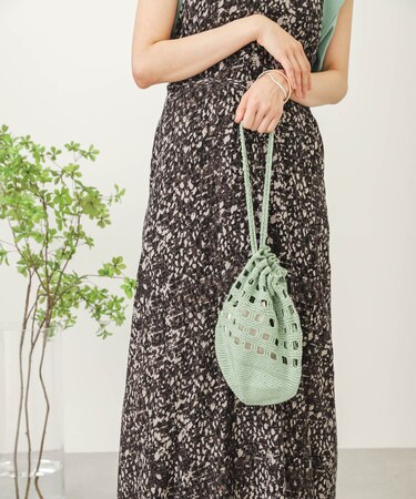 ハンドニット巾着バッグ