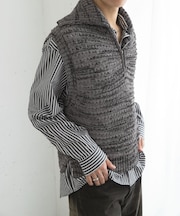 ミックスメランジハーフジップニットベスト