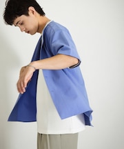 ノーカラーシャツ(5分袖)