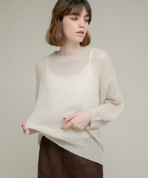 『WEB／一部店舗限定』ヘアリーローゲージニット