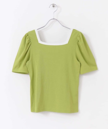 2WAY配色リブトップ