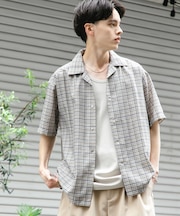 チェックオープンカラーショートスリーブシャツ
