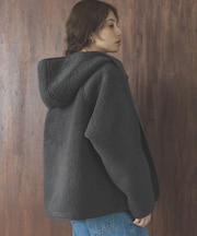 ムートンリバーシブルフーディーコート