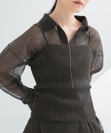 ラミー混リブシアーキャミソール