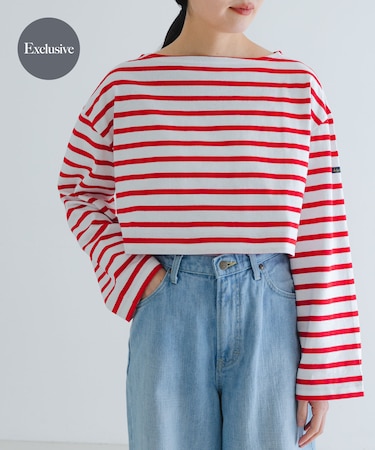 『別注』Le minor×UR　Border cropped T-shirts