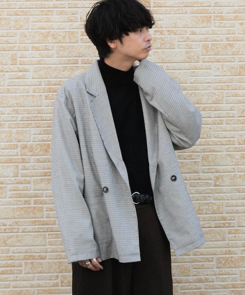 チェックダブルルーズジャケット