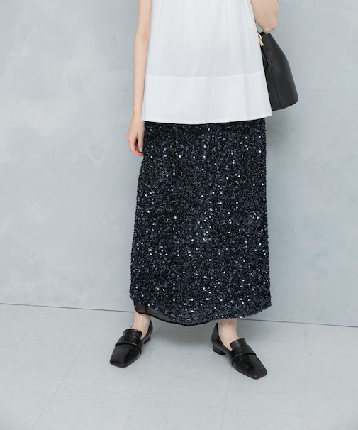スパンコールレイヤードスカート