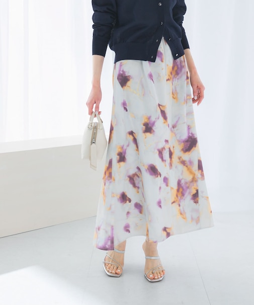 前後2WAYマーブルプリントフレアスカート
