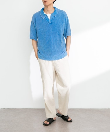 インディゴパイルスキッパーポロシャツ