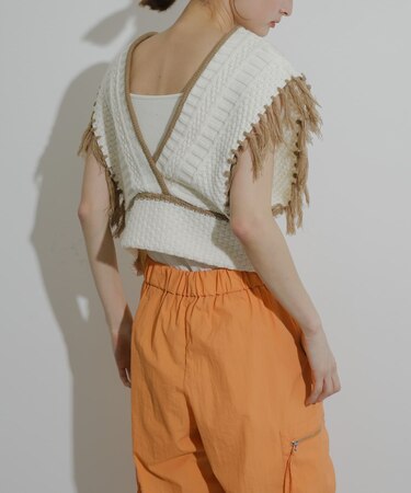 フリンジニットベスト