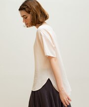 リネン混クルーネックブラウスTシャツ