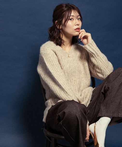 F by ROSSO ミックス糸Vネックニット