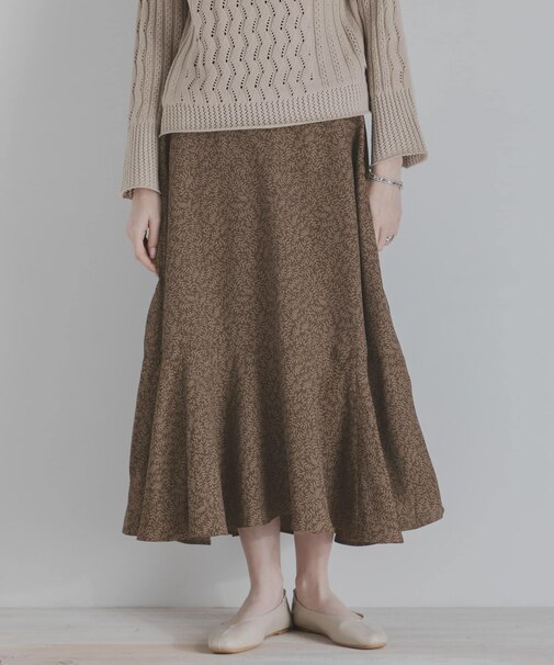 リーフプリントティアードスカート