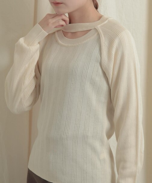 ショートボレロレイヤードニットトップ