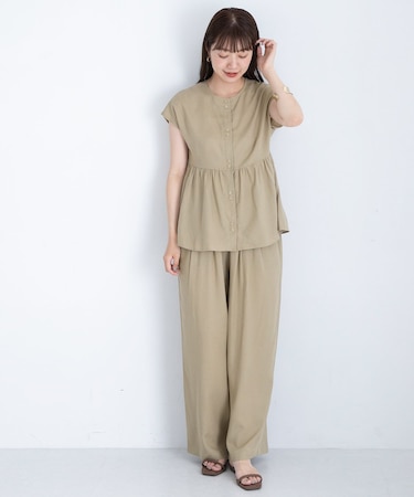 『WEB／一部店舗限定』リネン混ペプラムセットアップ