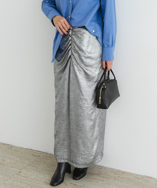 F by ROSSO　シャイニーフロントギャザータイトスカート