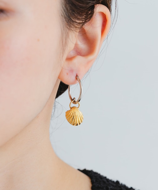 gren by M ヴィンテージシェルフープピアス