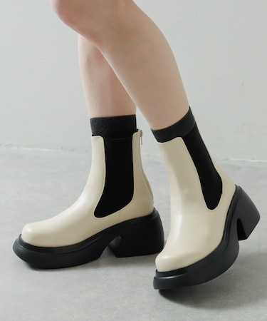 『消臭』サイドゴアボリュームソールブーツ