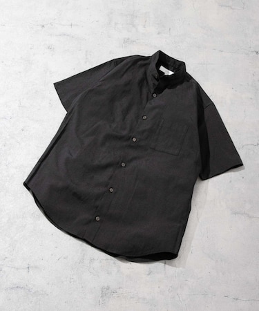 『防シワ』『XLサイズあり』ハイパフォーマンスリネンバンド半袖シャツ