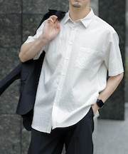 『WEB限定』『XLサイズあり』ストライプレギュラーカラー半袖シャツ