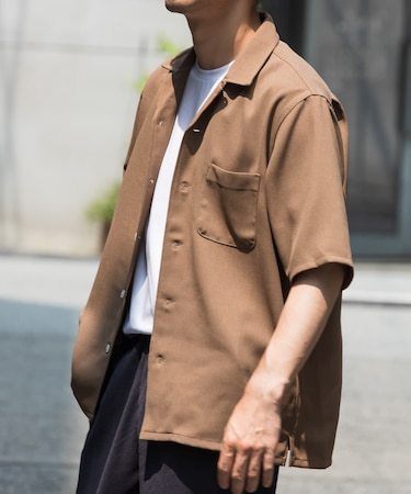 『WEB限定』『セットアップ対応』パナマ風オープンカラー半袖シャツ