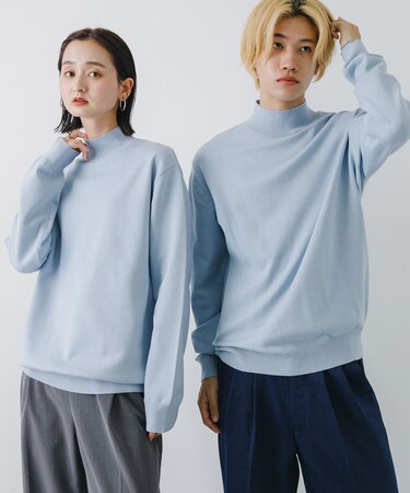 ストレッチモックネックニット