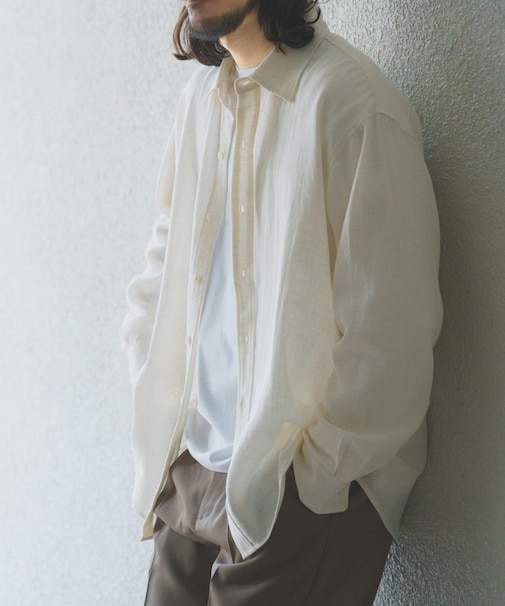 リネンブレンドレギュラーカラーシャツ