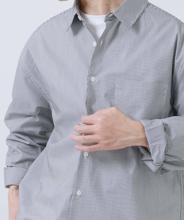 『イージーケア／UVカット』高機能ストライプレギュラーカラーシャツ