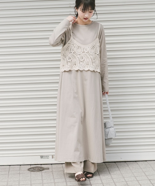 カギバリキャミ×カットワンピース