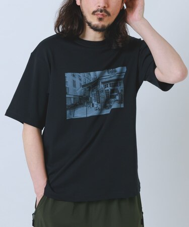 接触冷感クルーネックフォトプリントTシャツ