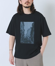 接触冷感クルーネックフォトプリントTシャツ