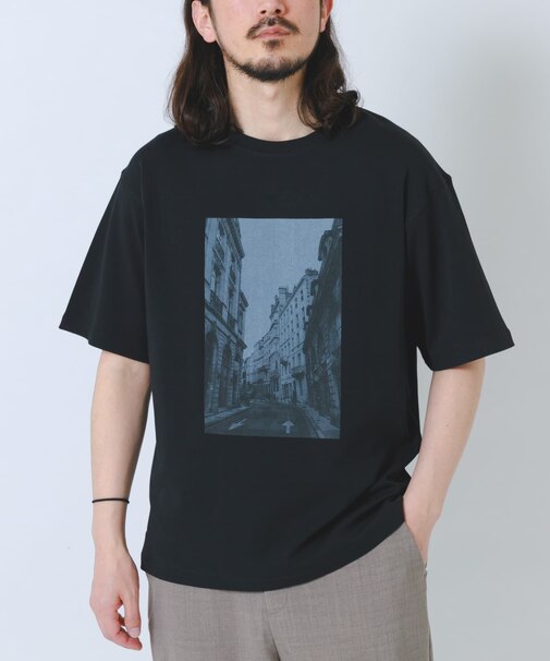 接触冷感クルーネックフォトプリントTシャツ
